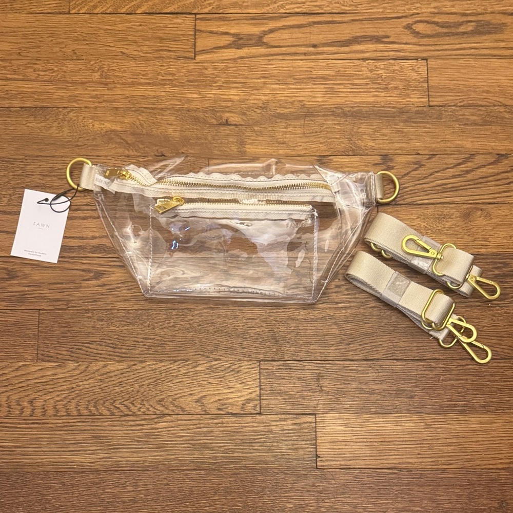 Transparent Crossbody Bag with Gold Details